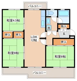 新多聞第3住宅211号棟【5階】の間取り