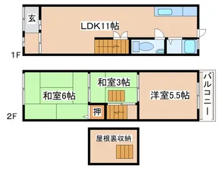 兵庫県神戸市長田区上池田6丁目【テラスハウス】の間取り
