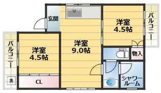 シャトレーゼ三宮【4階】の間取り