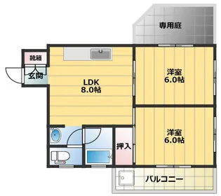 エバーグリーンテラス【1階】の間取り
