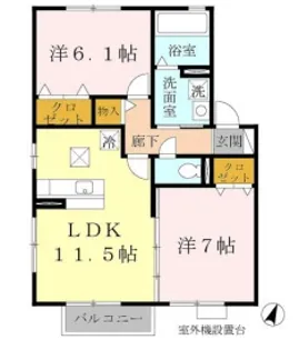 ウィルモア垂水C棟【C102号室】の間取り