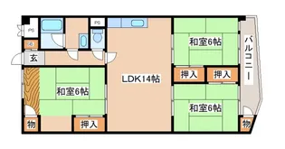北須磨団地 F棟【4階】の間取り