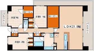 ワコーレシティ神戸三宮【8階】の間取り