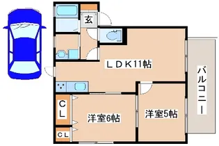 リファインド二ツ屋B【2階】の間取り