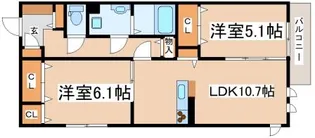 エムライズ材木町【203号室】の間取り