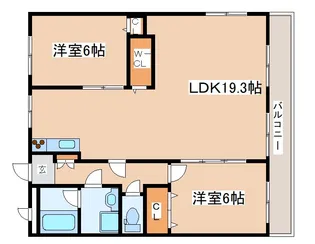 シャトー北別府【4階】の間取り