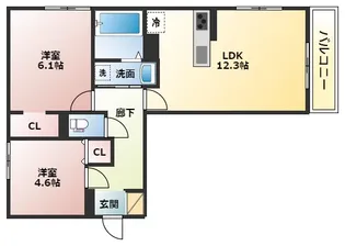 フェリーチェ明石大久保【1階】の間取り