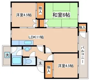 狩口台住宅38号棟【5階】の間取り