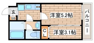 兵庫県神戸市東灘区青木5丁目【アパート】の間取り