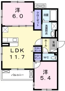 カーザ・ヴェルデ【1階】の間取り