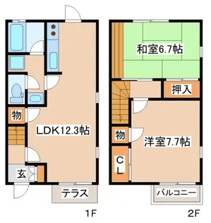 兵庫県神戸市長田区名倉町4丁目【テラスハウス】の間取り