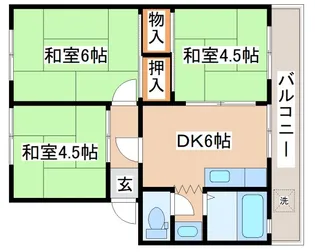 名谷2団地13号棟【1階】の間取り