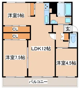 高倉台12団地62号棟【5階】の間取り