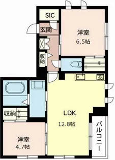 シャーメゾン矢部Ⅱ【2階】の間取り