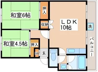 名谷農住G棟【401号室】の間取り