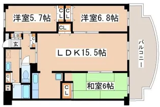 ハイツレインボー塩屋【105号室】の間取り