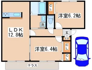 レクレドール西舞子【203号室】の間取り
