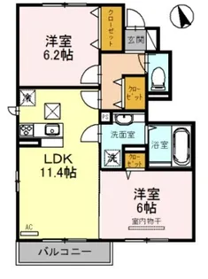 ラッジョ・クラルテ クラルテ【102号室】の間取り