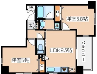 GROOVE神戸レジデンス【201号室】の間取り