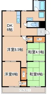 小束山住宅2号棟【412号室】の間取り