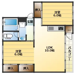 渦が森コーポ12号館【5階】の間取り