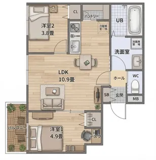 ビタミンテラス明石大久保【302号室】の間取り