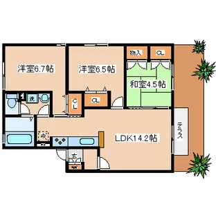 ガーデンコート車【1階】の間取り