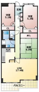 ジークレフ武庫川公園南棟【5階】の間取り