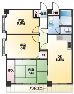 エクセレント甲子園11番館【3階】の間取り