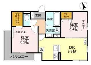 上甲子園廣和レジデンス【2階】の間取り