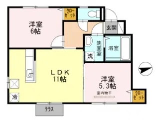 ユニヴェール霞ヶ丘【1階】の間取り