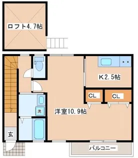 リブフラット塩屋【203号室】の間取り