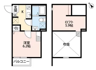 SkyGrace御蔵通【103号室】の間取り