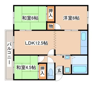 高倉台11団地57号棟【4階】の間取り