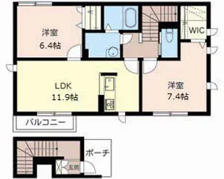 ヒルズ熊野【201号室】の間取り