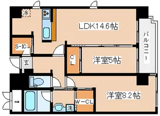 LUKICIA神戸【13階】の間取り
