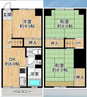 鶴甲コーポ34号館【1階】の間取り