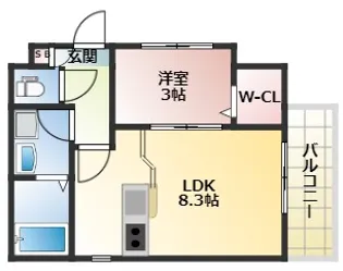 エハコ日暮通【3階】の間取り