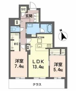 セントリビエ上甲子園【1階】の間取り