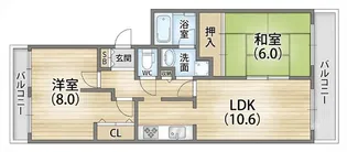 エバーグレイス西宮【1階】の間取り