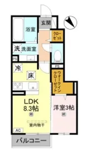 グランクレール西二見【1階】の間取り