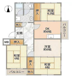 高倉台10団地52号棟【4階】の間取り