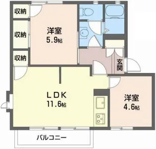 メゾン六甲E【2階】の間取り