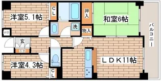 板宿パークホームズ【7階】の間取り