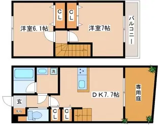 ヴィアノ高丸【104号室】の間取り