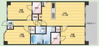 リバーガーデン千里中央あかり絵のみち B棟【2階】の間取り