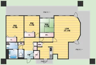 グランドメゾン万博公園南【13階】の間取り