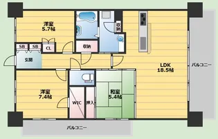 パークナードフィット津雲台【2階】の間取り