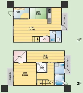 大阪府箕面市半町2丁目【テラスハウス】の間取り