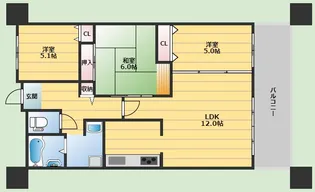 グランベール桃山台【6階】の間取り